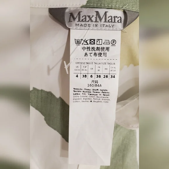 MaxMara AUTHENTIC Canter Botanical Flare Cotton Poplin Shirt Dress, US 4, NWT - Picture 12 of 16